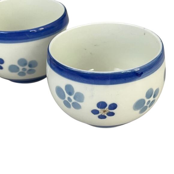 Set of 4 Vintage Japan Koransha Arita Ware Porcelain Teacups Bowls Blue Floral - Picture 6 of 11